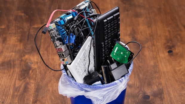 Electrical waste in a bin